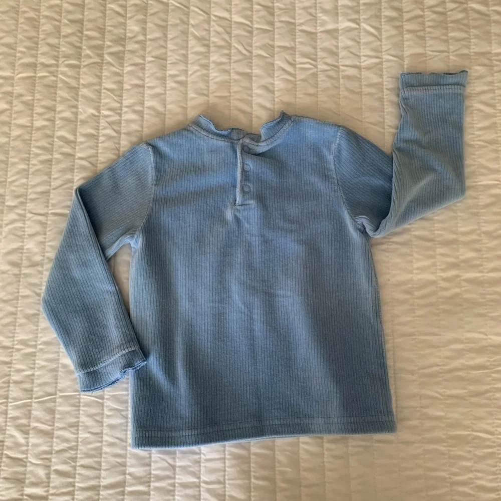 VTG Children's Place Set Girls Size 24M Blue Y2k Velour Top Pants Ribbed Ruffle - Picture 4 of 16